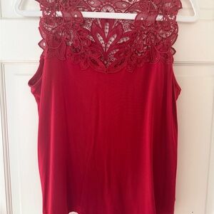Arianne Red Lace Yoke Sleeveless Camisole